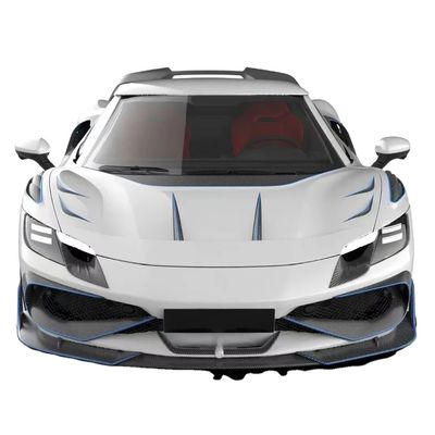 296GTB फेरारी किट कार बॉडी 2021 ड्राई कार्बन फाइबर फ्रंट लिप कार फ्रंट बंपर डिफ्यूज़र
