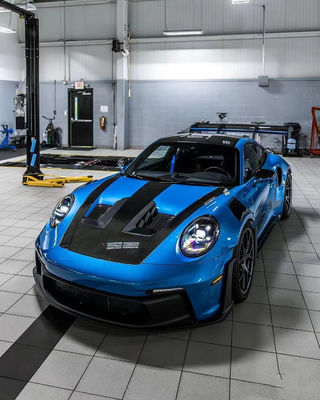 नीली पोर्श बॉडी किट 992 GT3RS स्टाइल सूखी कार्बन फाइबर हुड