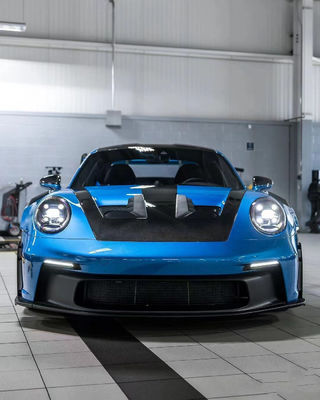 नीली पोर्श बॉडी किट 992 GT3RS स्टाइल सूखी कार्बन फाइबर हुड