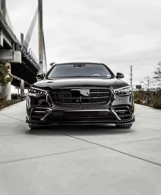 मर्सिडीज एस-क्लास W223 S400 S450 कार्बन फाइबर बॉडी किट W223 मेबाच अपग्रेड BUS स्टाइल फ्रंट फावड़ा डिफ्यूज़र स्पोइलर के लिए
